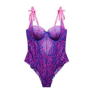 Savage X Fenty "Bite Me" Ribbon‎ Lace Bodysuit Lingerie NWT 1X